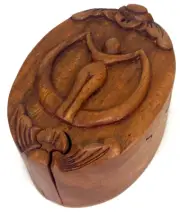 Hand Carved "Goddess Puzzle Box" Hardwood Puzzle Trinket Box Made in Indonesia