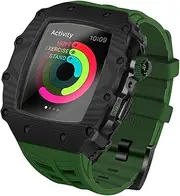 [KKFAUS] Carbon Fiber Luxury Case for Apple Watch Band 45mm Series 7 Stainless Steel for Iwatch Series 6 5 4 SE 44MM Diy Modification Kit