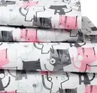 NEW QUEEN SIZE SHEETS KITTY CAT PRINT GRAY PINK WHITE KITTY CATS SHEET SET