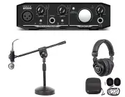 Mackie Podcast Podcasting Recording Bundle w/ Interface+Mic+Headphones+Stand