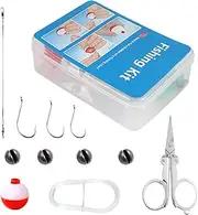 Fishing Tackle Kit,Set Of 24 Fishing Accessories Kit - Portable Gear Combo With Case For Ice Saltwater Freshwater Bank Pier Wade Offshore