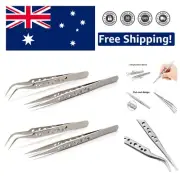 Precision Crafting Tweezers Set - 4 Stainless Steel Tools with Protective Covers