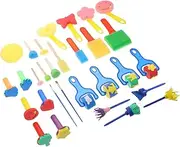 Painting Sponge Brush Set 30pcs Wood Handle Graffiti Brush for Children Early Education Painting Tools for Art Activities