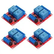 4 Pcs DC 12V 2 Channel Relay Module Boards Shield 10A High/Low Level Trigger