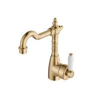Fienza Eleanor Mordern Vintage Shepherds Urban Brass Solid Brass With Ceramic Handle Crook Basin Mixer