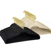 50pcs Coat Hanger Velvet Flocked Anti Slim Clothes Hanger Gold Hook 45cm