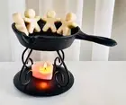 Wax Melter Mini Cast Iron Skillet with Warmer and Trivet Wax Pot Black Tea Light