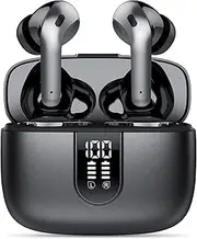 Wireless Earbuds, Bluetooth 5.3 Headphones with 4 ENC Call Noise Cancelling Mics, Bass Boost 85%, IPX7 Waterproof, 50Hrs Playtime, Mini Earbuds for Work, Sleep, Travel, USB-C, Black