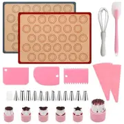 28Pcs Macaron Silicone Baking Mat Kit-2 Half Sheet Baking Mats 11.6"x16.5", 2...