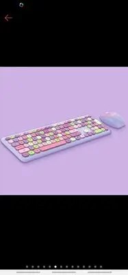 在飛比找Yahoo!奇摩拍賣優惠-夏天感 無線鍵盤滑鼠套裝 女生可愛巧克力靜音無線彩色鍵盤 可