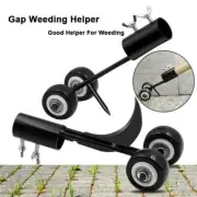 Portable Hook Weed Remover Tool Garden Patio Weeding Tool Weed Puller with Wheel