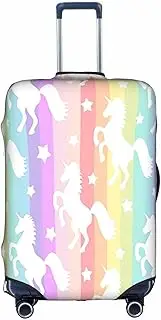 [FSCEV] Unicorns On Colorful Stripes Trolley Suitcase Protective Cover Business Travel Luggage Protector Fashion 18-32 Inches, White, M