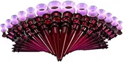[MansWill] 50Pcs 14G-00G Ear Stretching Kit, Acrylic Tapers/Plugs/Silicone Tunnels Ear Gauges Expander Set, Body Piercing Jewelry Earrings for Women Men Girls Boys - Purple, Silicone,Acrylic