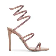[Rene` Caovilla] Rene` Caovilla-Phard Satin Blush Rose Strass Snake Sandals-Donna 38 IT