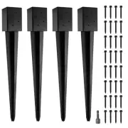 4x4 Fence Post Anchor 36' Black Powder Coated Metal Ground Spike Mailbox Post...