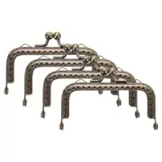 4Pcs Metal Purse Frame,3.3" Retro Rectangle Kiss Lock Clasp Frame,Bronze