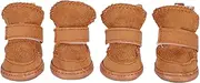 Winter Warm Dog Boots Anti-Skid PET Shoes for Protection with Hook Loop Strap Khaki (Number 2)
