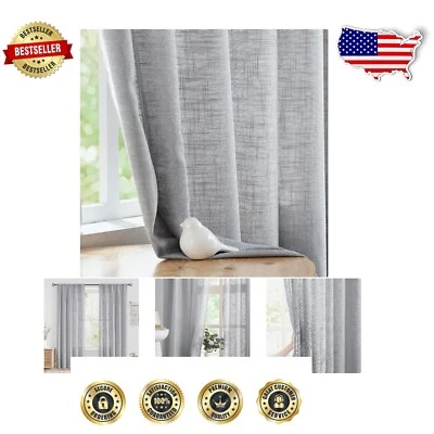 Stylish 50x108 Inch Semi-Sheer Grey Curtains - Perfect for Living & Dining Rooms