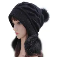 在飛比找ETMall東森購物網優惠-女冬季加厚護耳修臉球球毛線帽子