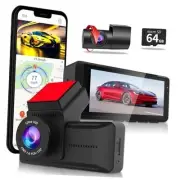 Dual Dash Cam Front Rear 4K/1080P 3.16” FHD IPS Screen Mini Dash Camera for
