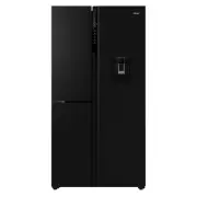 Haier S+ Three-Door Side-by-Side Refrigerator Freezer, 90.5cm, 575L, Water - Black HRF575XHC