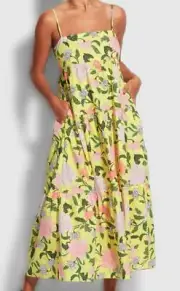 Seafolly Women's Boheme Floral Dress in LimeLight, Size L, Brand New with Tags