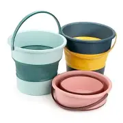 3 Pack Collapsible Plastic Bucket, 2.6 Gallon/10L Foldable Round Tub with
