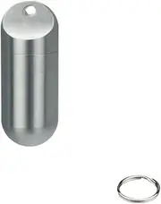 WIICOYK Small Keychain Pill Box, Pill Case for Travel Pocket Purse, Waterproof Pill Container Organiser with Keyring, Portable EDC Pill Holder for Outdoor/Daily/Emergency (Stainless Steel S)