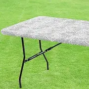 Tablecloth for Folding Table -Fitted Rectangular Table Cloth for 6 Foot – Size 32 x 72 inch - (180 x 75 cm) Plastic Vinyl Flannel Backed with Elastic Rim- for Christmas|Parties, Waterproof