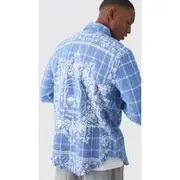 Mens Multi Back Printed Bandana Check Shirt