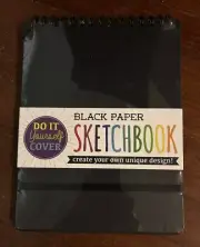 DIY Cover Sketchbook, 8x10.5" HeavyBlack Paper Drawing Book New Sealed 75 Sheets