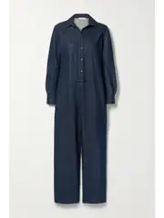 [Max Mara] Max Mara - Oggetti Cotton-blend Chambray Jumpsuit - Blue - UK 8 UK 8 Blue