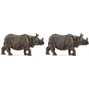 2x Schleich 5.5'' Indian Rhinoceros Animal Action Figure Kids/Children Toy 3-8y