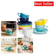 Multicolor Porcelain Demitasse Cups Set of 6 - Perfect for Espresso & Cappuccino