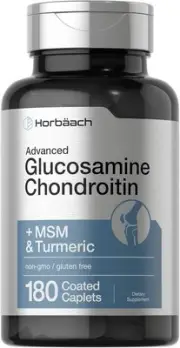 Horb?ach Glucosamine Chondroitin | Plus MSM & Turmeric | 180 Coated Caplets | No