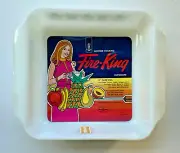 NOS Anchor Hocking Fire King Green Meadow 8" Cake Pan Dish Original Label