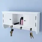 Entry 2 Door Storage Wall Cabinet Shelf Accessories Organiser with 3 Key Hooks