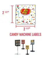 (2) CANDY VENDING MACHINE STICKERS LABELS - 2.5" x 2.5"