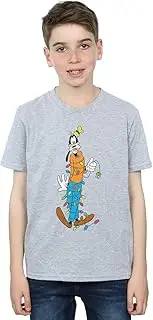 [Absolute Cult] Disney Boys Goofy Christmas Lights T-Shirt Sport Grey 5-6 Years