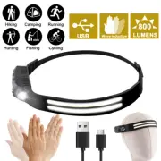 COB LED Headlamp USB Rechargeable Headlight Torch Work Light Sensor Band Lamp