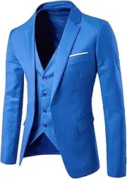 [Aosufei] Men's Comfort Casual Wedding Party Suit Jacket Lightweight Solid Dress Blazer Suits Stylish Business Tuxedo Jacket, Sea Blue3, Medium