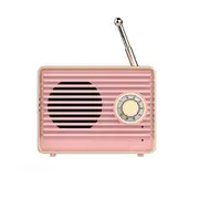 Retro Bluetooth Speaker Mini Nostalgic Heavy Bass 3D Stereo Surround Hifi Sound Effects Subwoofer Pink