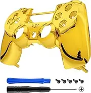 eXtremeRate Chrome Gold Edition Custom Front Housing Shell Faceplate Compatible with ps4 Pro Slim Controller CUH-ZCT2 JDM-040 JDM-050 JDM-055 - Controller NOT Included