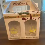 Wine-Oh! Mardi Gras Crowns Stemless 16oz wine Glasses 2 pack