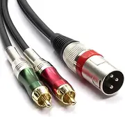 SiYear XLR Male to 2 x Phono RCA Plug Adapter Y Splitter Patch Cable, 1 XLR Male 3 Pin to Dual RCA Male Plug Stereo Audio Cable Connector(1.5 Meters)