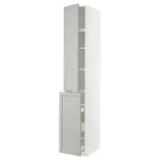 METOD / MAXIMERA hc w p-o func 3drw/1dr/2shlv, white/Lerhyttan light grey, 40x60x240 cm