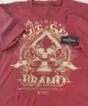 New Marc Ecko XXL T-shirt Maddog Red Aces Skull 2XL Sealed Cut & Sew Poker Theme