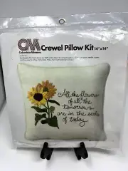 CM Columbia Minerva Crewel Pillow Kit Sunflowers 14" x 14 " 7835