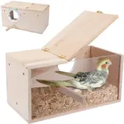 GINDOOR Parakeet Nesting Box Transparent Bird House for Cage Natural Wood Bre...
