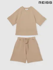 Reiss Mink Selena 13-14 yrs Modal-Blend Sweatshirt And Shorts Set (F99410) | $155